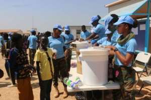 Displaced Children Have Fun With UN Peacekeepers