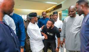 VP Yemi Osinbajo Stroms Ikeja Cinema to Watch Woli Aroles Movie