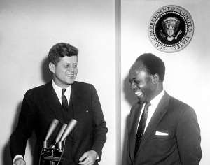 President John F Kennedy Meets with the President of the Republic of Ghana Osagyefo Dr Kwame Nkrumah  - Source: Wikimedia Commons