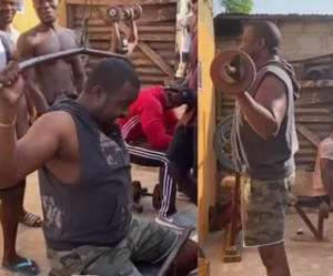 John Dumelo gyms with 'area boys'