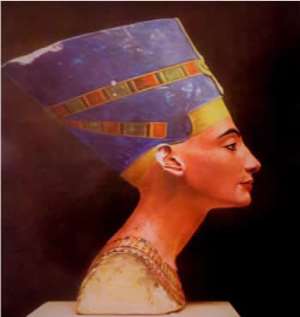 Right side of Nefertiti, Egypt, now in Neues Museum, Berlin, Germany.