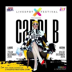Cardi B Lands In Accra, Set For Accra Sports Stadium Concert Tonight