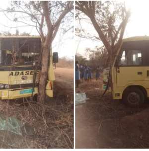 Adaklu SHS Bus Crashes A Tree; No Casualties
