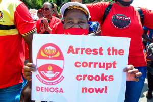 South African trade union members take mass strike action against corruption in October 2020. - Source: Photo by Darren Stewart/Gallo Images via Getty Images