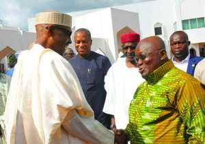 The Nigerian and Ghanaian leaders, Muhammadu Buhari and Nana Akufo-Addo ndash; photo credit: premiumtimesng.