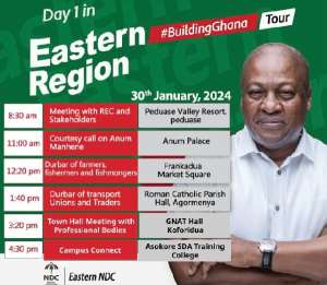 John Mahama takes BuildingGhana tour to Eastern Region