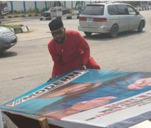 Banky W Spotted Lifting His Falling Campaign Banner