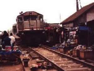 Railway workers demonstrate in Sekondi