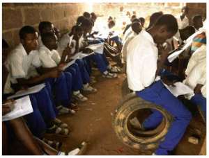 Students of Ajuwon High School, Akute,in Ogun State during exam
