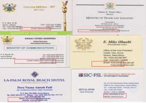 Ghana Government Official Complementary Cards;  A Credibility Issue