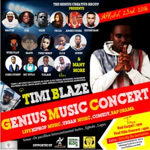 Timi Blaze Presents Live Pool Side Hiphop / Urban Music / Comedy Concert (Genius Music Concert)