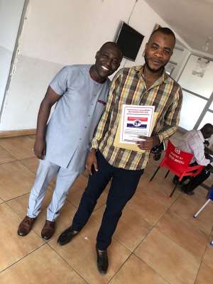 Hon. Patrick Kwabena Ampong - Baidoo Aka Blueboy Left With His PA Mohammed Taofik After Picking The Nomination Forms