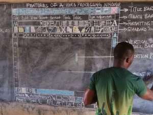 Teacher Commended After Drawing Computer Screen On Chalkboard To Teach