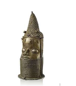 Head of an Oba, Benin Nigeria, part of Nazi-looted art, now to be auctioned.