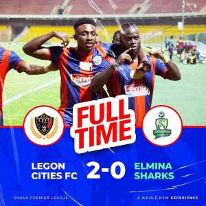 GHPL: Legon Cities 2-0 Elmina Sharks – Hans Kwofie hits brace to power Royals to victory