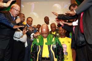 Pastors pray for former South African president and ANC leader Jacob Zuma. - Source: Rajesh Jantilal/AFP via Getty Images