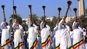 Ethiopians attend a parade to mark the 123rd anniversary of the battle of Adwa last year.  - Source: (Photo by Minasse Wondimu Hailu/Anadolu Agency/Getty Images)