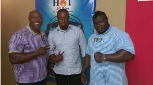 L-R-Victor Baiden, President of WABBA, Michael Ahorlu, Vice President Of WABBA And A Bodybuilder