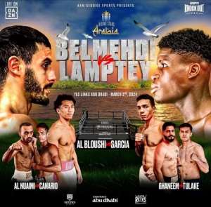 Alfred Lamptey promises to stop Jaouad Belmedi on March 2, 2024 in Abu Dhabi