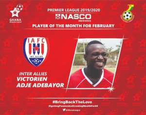 Adebayor Wins GPL NASCO Player Of The Month Award For February