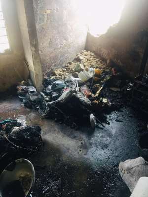 Kumasi: Fire outbreak renders family of four homeless...Appeals to NADMO for support