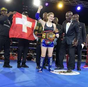 Natacha De Almeida Weeps After Winning WBC Muay Thai Title In Ghana