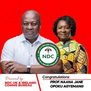 NDC UK and Ireland Extend Congratulations to Professor Naana Jane Opoku-Agyemang on her remarkable Nomination as running mate