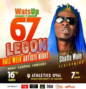 Shatta Wale to Headline WatsUp TV 67th Legon Hall Week Artiste Night Concert