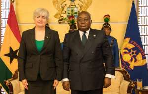 The Ghanaian leader, Nana Akufo Addo and The US Ambassador to Ghana, Stephanie Sullivan