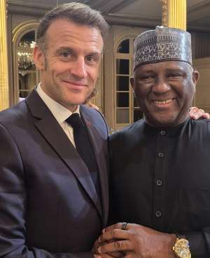 President Emmanuel Macron with Abdul Samad Rabiu