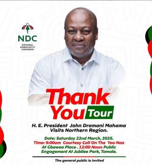 President Mahama takes ‘Thank You’ tour to Northern Region today