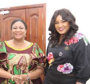 Photos: Nigerian Actress Omotola Jalade Ekeinde Visits First Lady Of Ghana