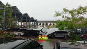 The shed collapsed on vehicles at the car park