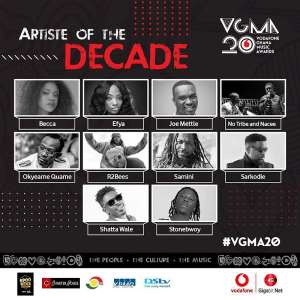 Nominees For VGMAs Artiste Of The Decade Released