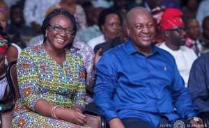 Former President John Mahamaleft and his Special Aide, Joyce Bawa Mogtari