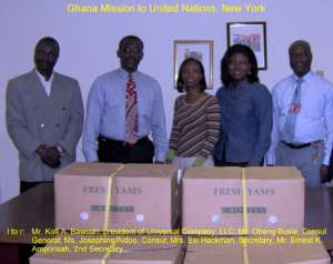 Universal Donates Fresh Yams To Ghana Mission