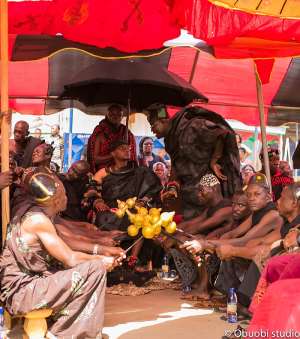 Kwahu Chief And His People Mourn Late Queenmother Of Suhum