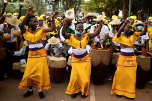 Supporters celebrate President Museveni's win after the recent presidential polls. On Feb 26, President Museveni launched the bottom-up 'parish development model'. Luke Dray/ - Source:
