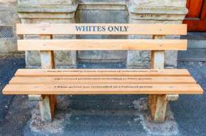 A bench set aside for whites only during the Apartheid era