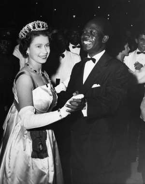 Kwame Nkrumah dancing with Queen Elizabeth II