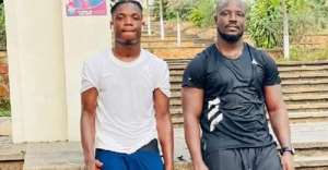 Rodney Appiah with his father, Stephen Appiah