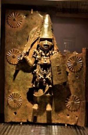 Warrior with sword and shield, Benin, Nigeria, now in Horniman Museum, London, United Kingdom