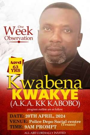 K.K. Kabobo's one week observation set for April 20