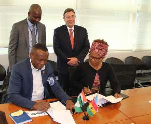 Signing Photo- The partnership is initially expected to  be rolled out in Cte d'Ivoire, Ghana, and Nigeria.  Photo: UNDP