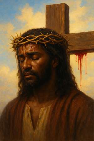 A deep reflection of the finished work on the cross