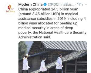 China Spent 3.45bn On Medical Assistance In 2019