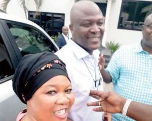 Ibrahim Mahama and supporters at the EOCO office yesterday