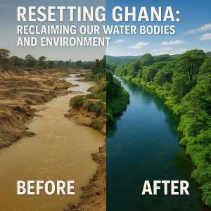 Resetting Ghana from the damaged dusty brown of illegal mining activities to sustainable blue water bodies and green vegetations