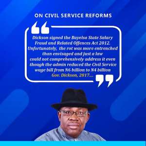 Dickson's Reforms Entrenched Transparency, Accountability And Fiscaldiscipline In Bayelsa State.