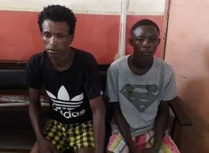 The two suspects robbers in policecustody